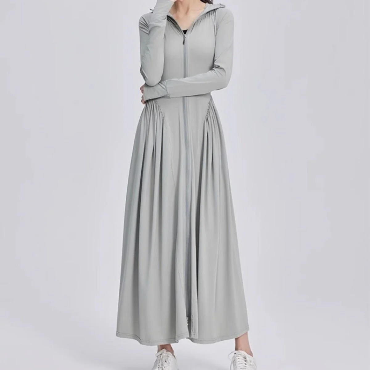 Slim-fit Long Sunscreen Jacket & Skirt Set - UPF 50+ Full Body Sun Protection - Beach Cover-up(MS106) - Image 3