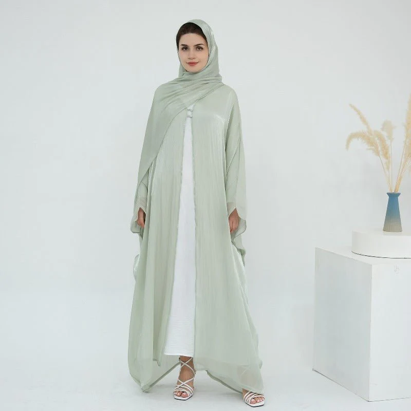 Soft Crinkle Island Cotton Batwing Cardigan 3-Piece Set (MOA228) - Image 10