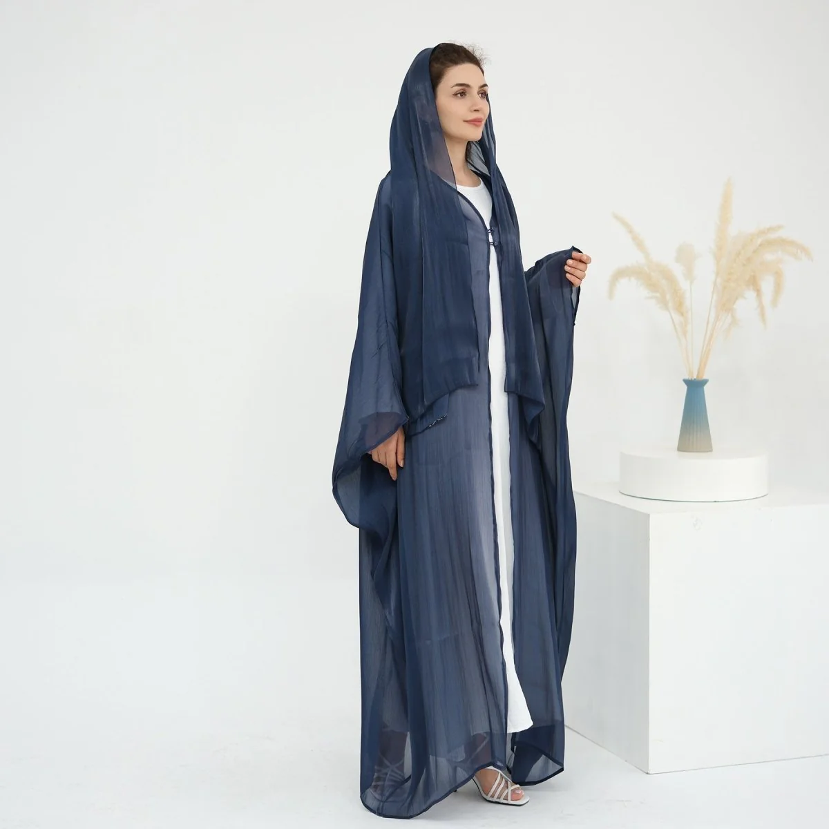 Soft Crinkle Island Cotton Batwing Cardigan 3-Piece Set (MOA228) - Image 43