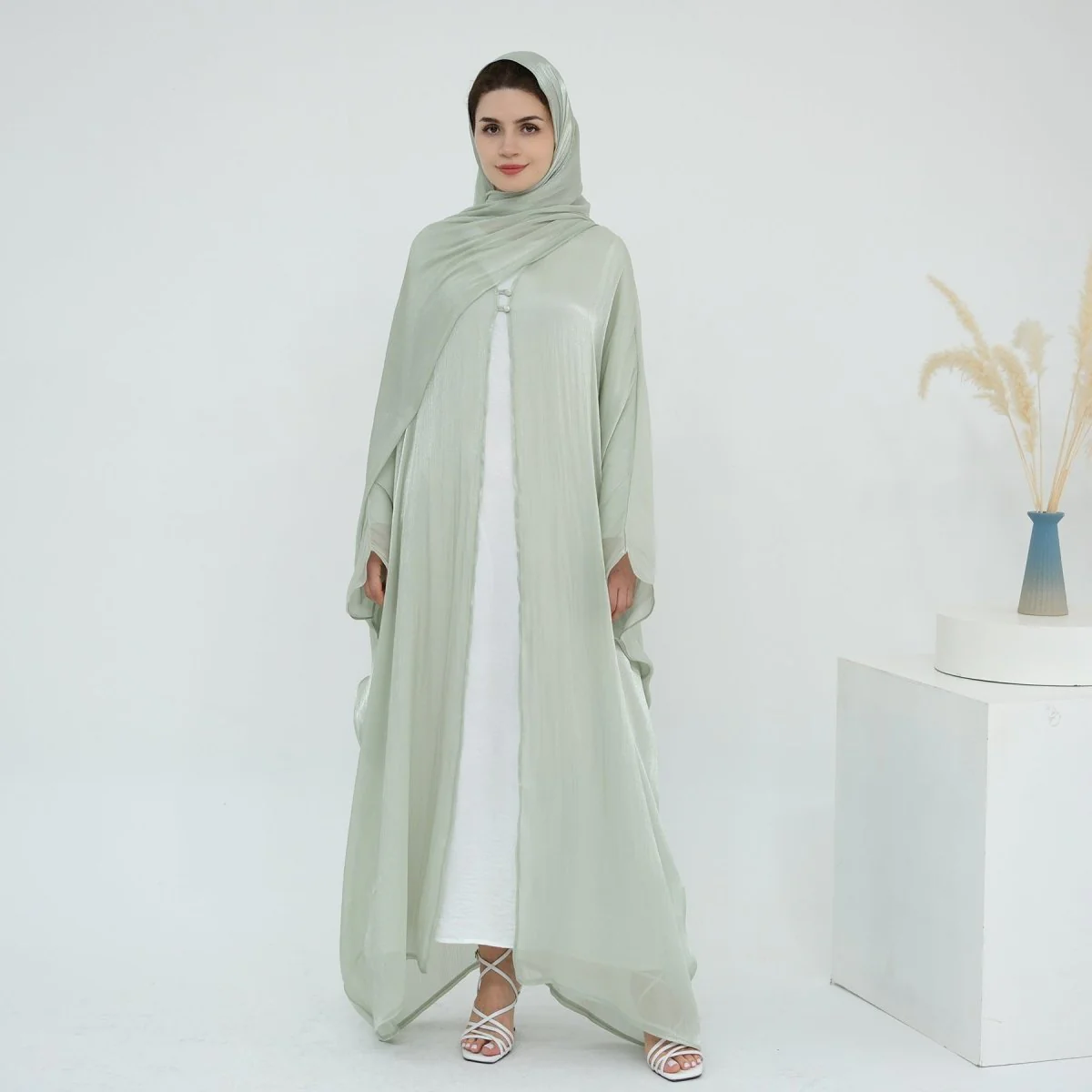 Soft Crinkle Island Cotton Batwing Cardigan 3-Piece Set (MOA228) - Image 44