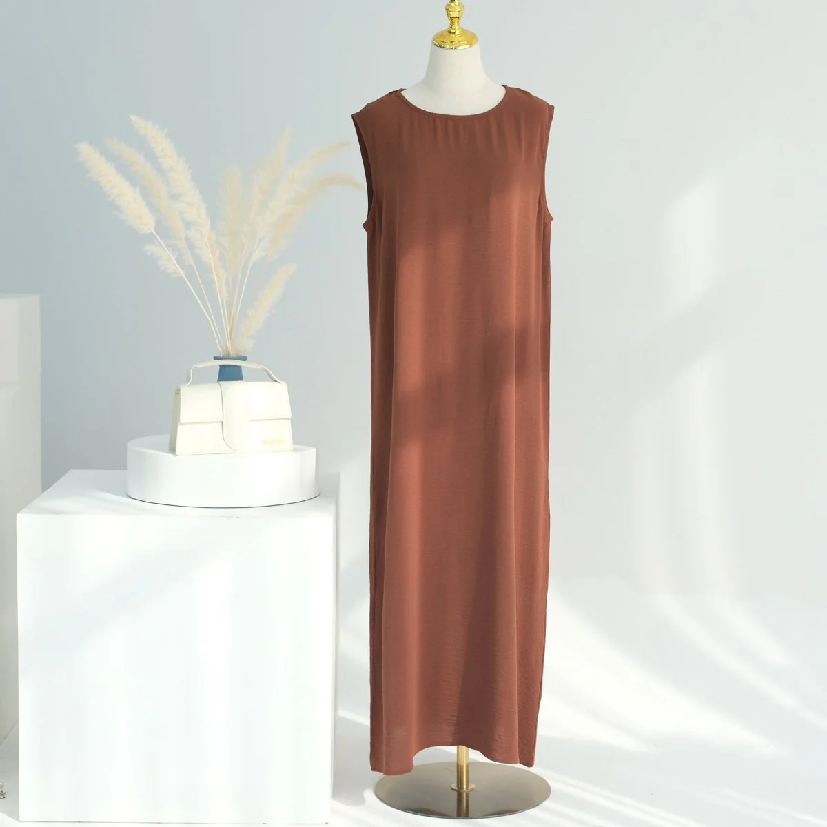 Solid Color Elegant Open Abaya with Pockets | 3-Piece Set Open Abaya (MOA092) - Image 10