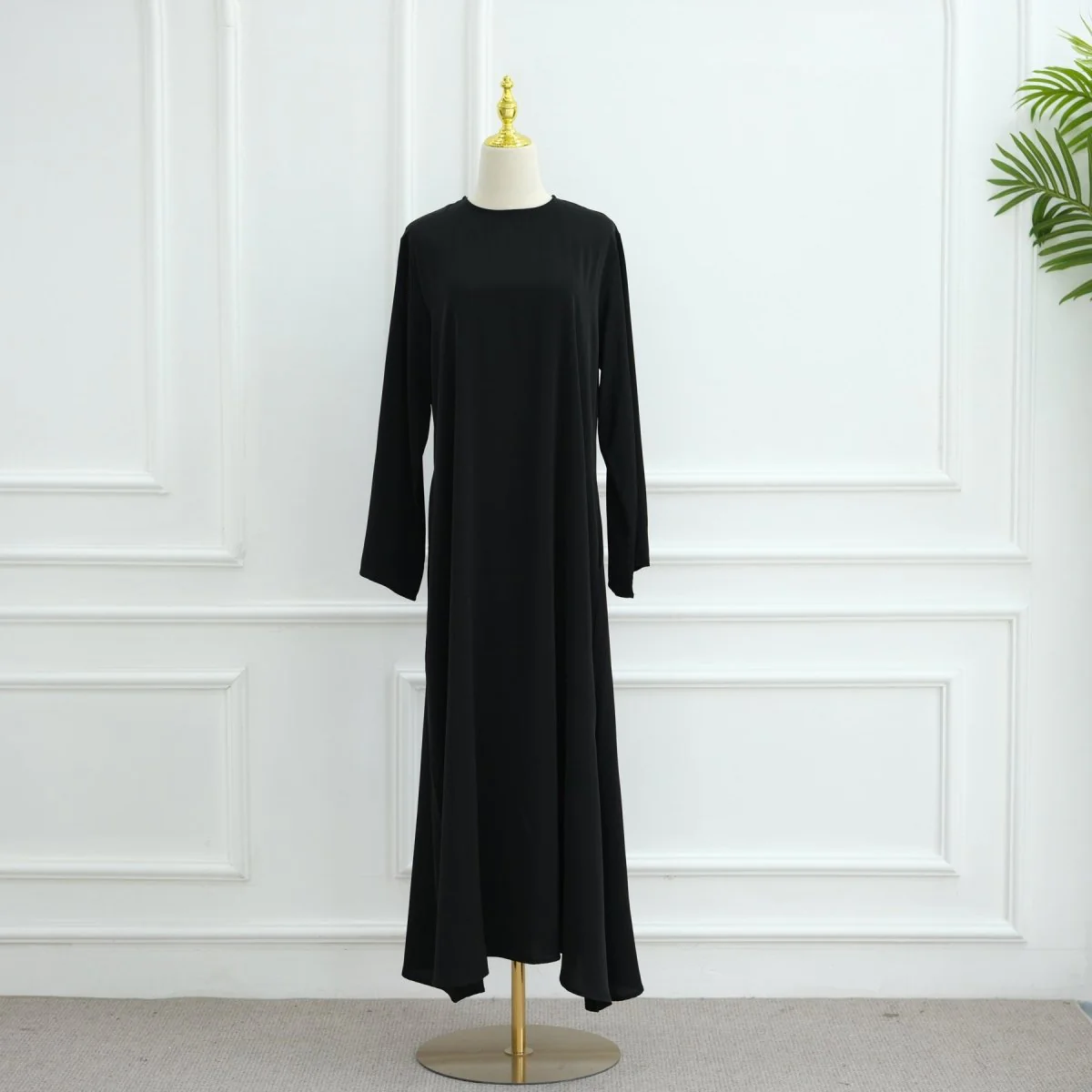 Solid Color Nida Abaya with Belt | A-Line Maxi Dress Abaya (MA359) - Image 14