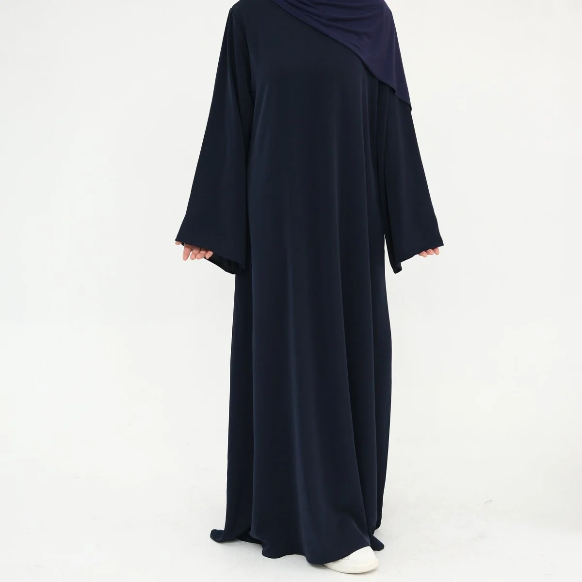 Solid Color Nida Abaya with Belt | A-Line Maxi Dress Abaya (MA359) - Image 15