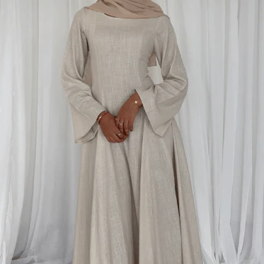 Solid Color Robe Abaya With Back-Tie | Dressing Gown Style Abaya with Flared Sleeves (MA215) - Image 3