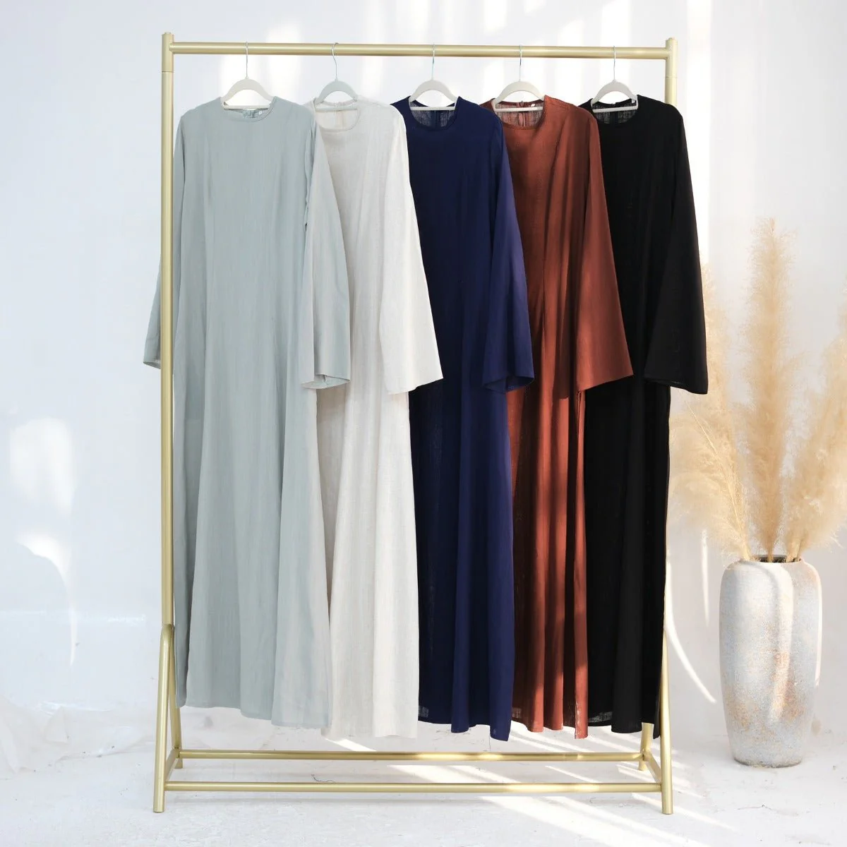 Solid Color Robe Abaya With Back-Tie | Dressing Gown Style Abaya with Flared Sleeves (MA215) - Image 7