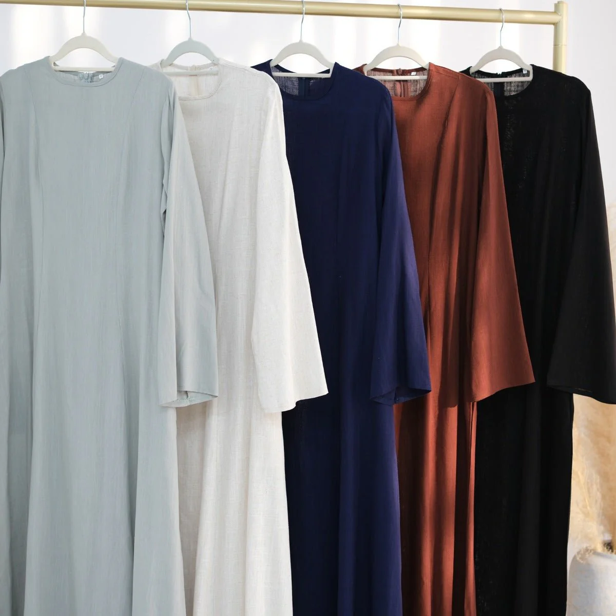Solid Color Robe Abaya With Back-Tie | Dressing Gown Style Abaya with Flared Sleeves (MA215) - Image 8