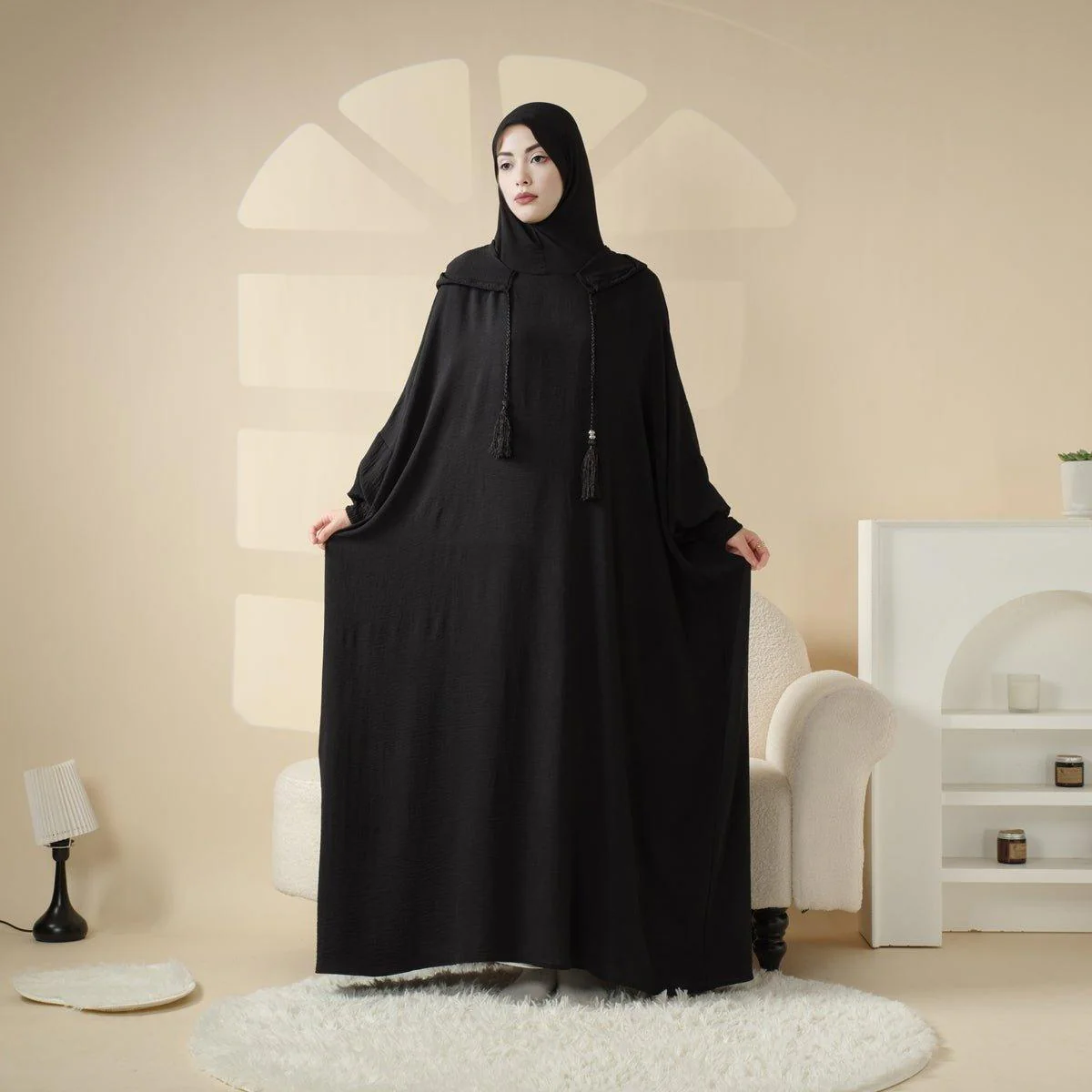 Solid Stylish Jilbab With A Hood | Crepe Jilbab With Attached Hood (MJ015) - Image 10
