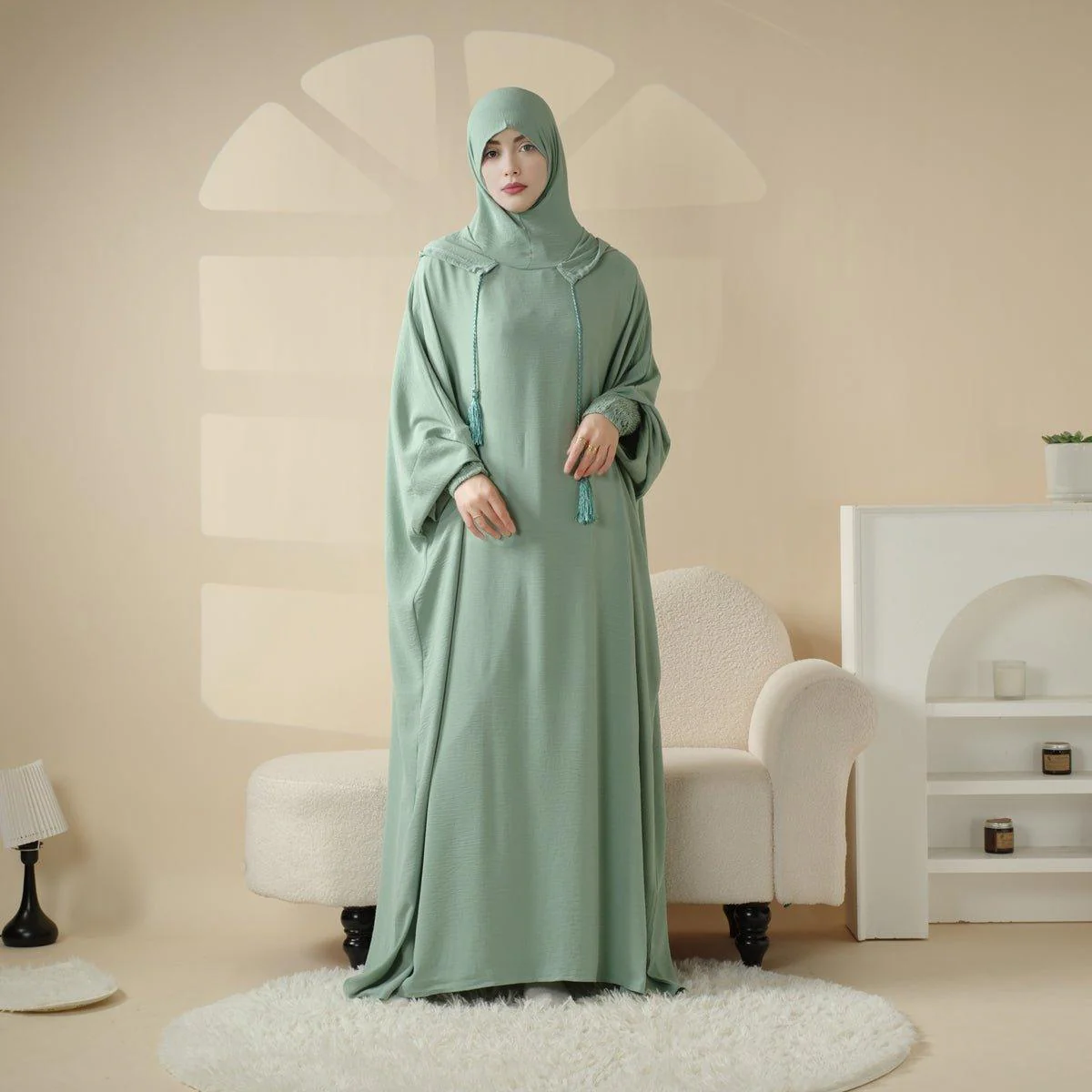 Solid Stylish Jilbab With A Hood | Crepe Jilbab With Attached Hood (MJ015) - Image 5
