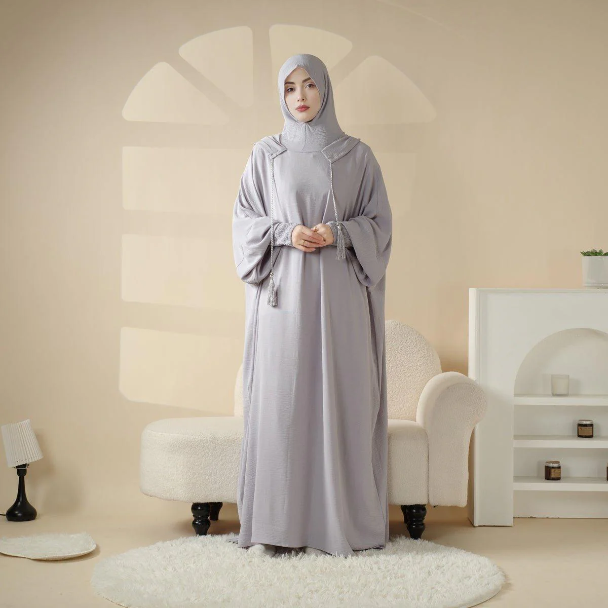 Solid Stylish Jilbab With A Hood | Crepe Jilbab With Attached Hood (MJ015) - Image 6