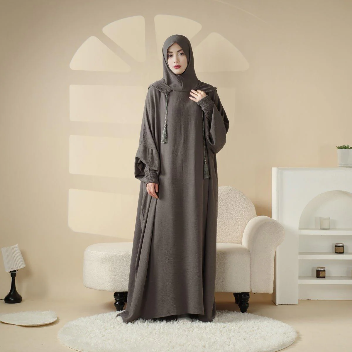 Solid Stylish Jilbab With A Hood | Crepe Jilbab With Attached Hood (MJ015) - Image 8