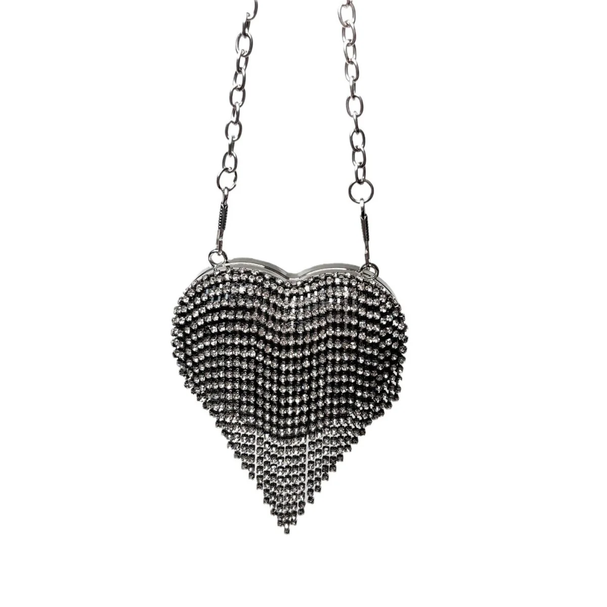 Sparkling Heart-Shaped Crossbody Bag Everyday Glam Diamond-Studded Mini Purse (MAC279) - Image 13