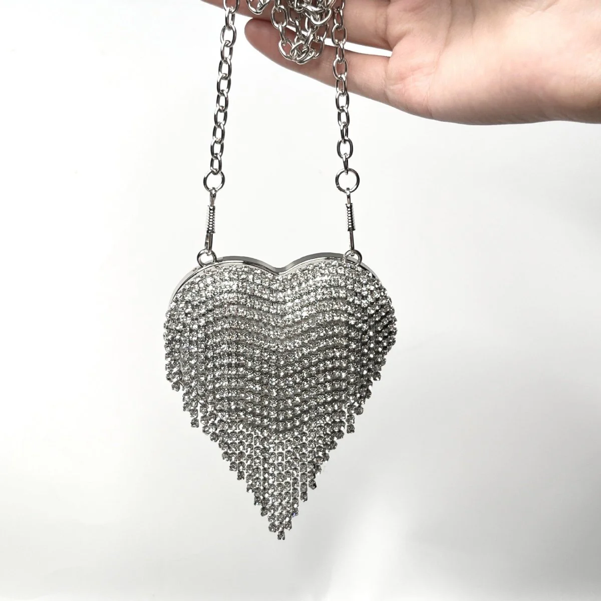 Sparkling Heart-Shaped Crossbody Bag Everyday Glam Diamond-Studded Mini Purse (MAC279) - Image 14