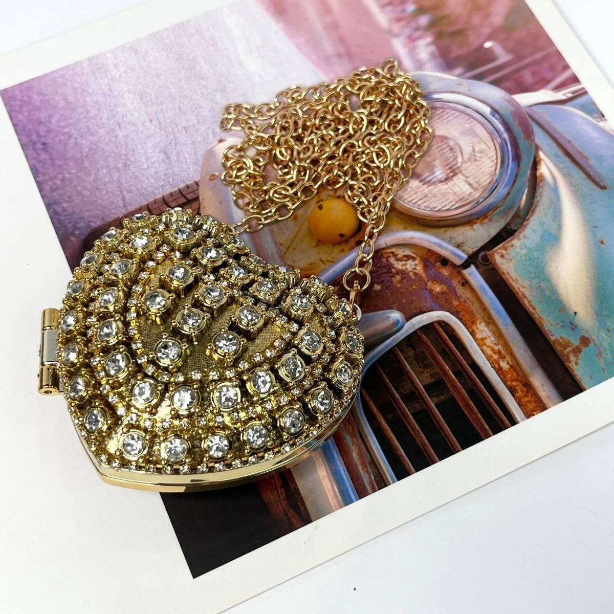 Sparkling Heart-Shaped Crossbody Bag Everyday Glam Diamond-Studded Mini Purse (MAC279) - Image 30