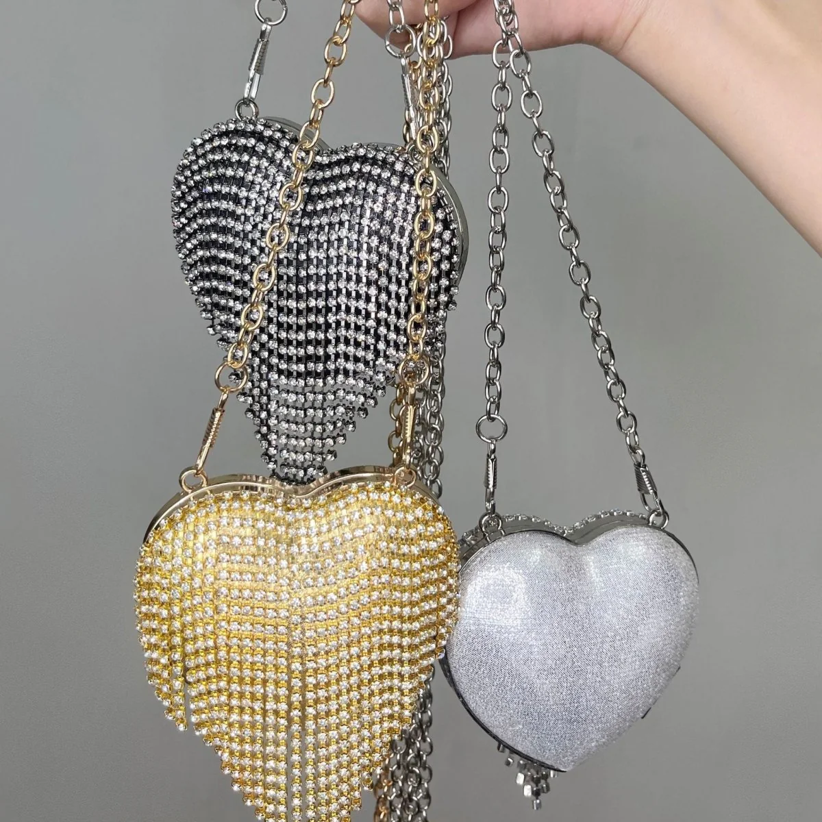 Sparkling Heart-Shaped Crossbody Bag Everyday Glam Diamond-Studded Mini Purse (MAC279) - Image 5