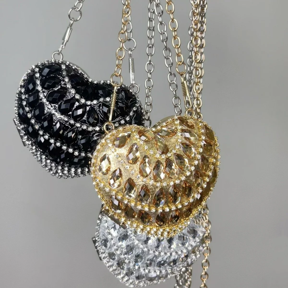 Sparkling Heart-Shaped Crossbody Bag Everyday Glam Diamond-Studded Mini Purse (MAC279) - Image 7