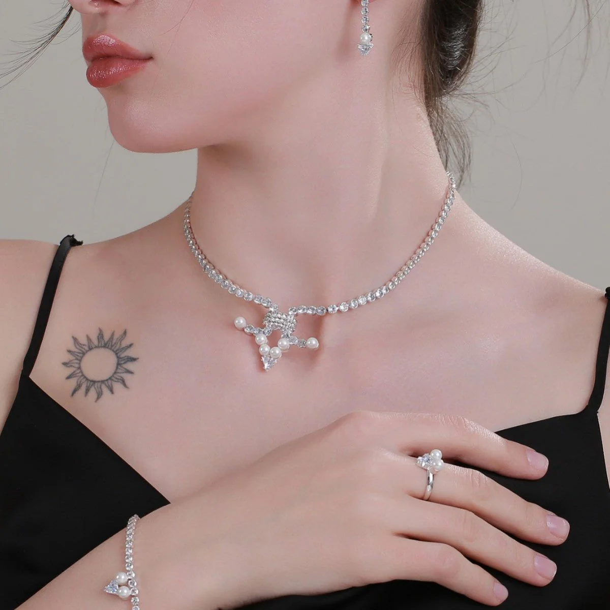 Sparkling Rhinestone 3-Piece Jewelry Set (MAC314) - Image 2