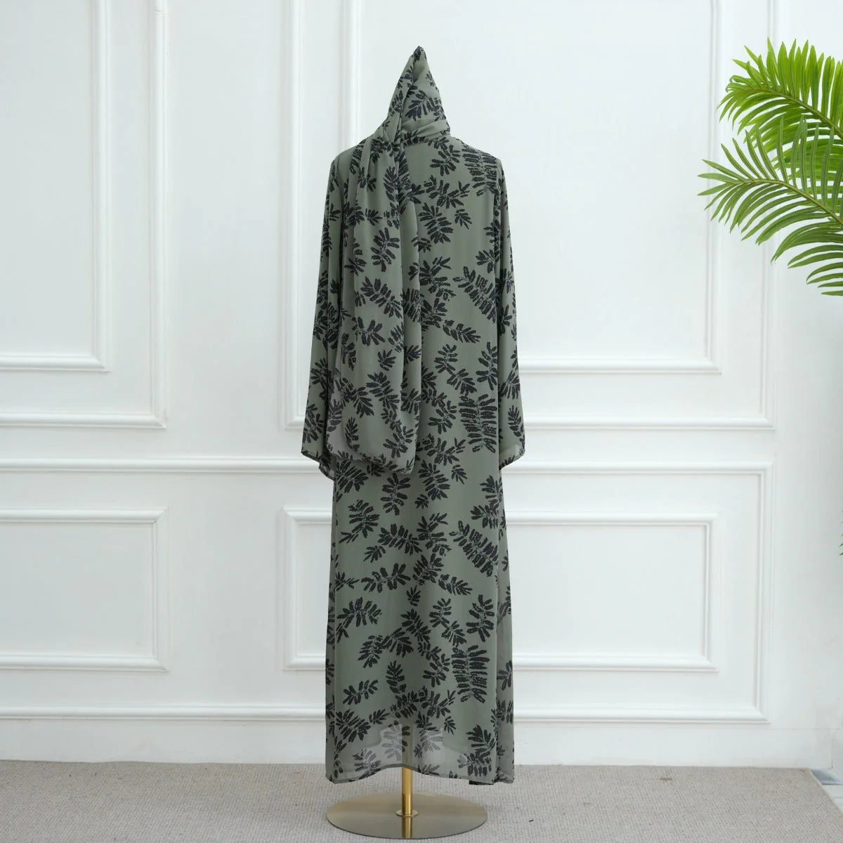 Spring Summer Floral Print Chiffon Cardigan | Double-Layer Modest Cover-Up Abaya (MOA170) - Image 20