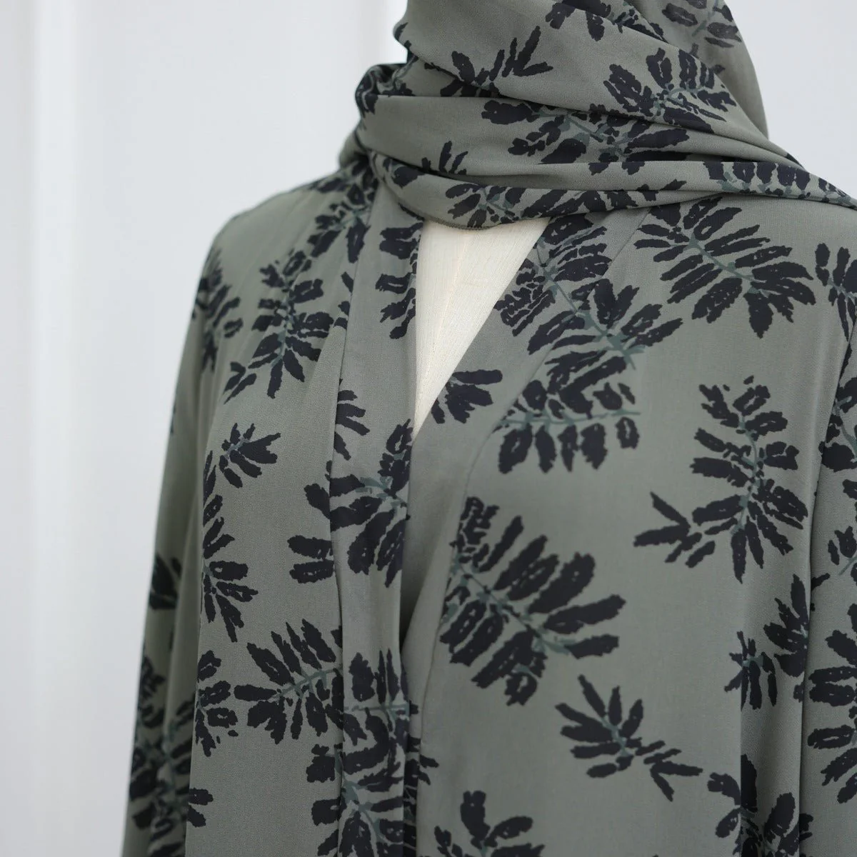 Spring Summer Floral Print Chiffon Cardigan | Double-Layer Modest Cover-Up Abaya (MOA170) - Image 21