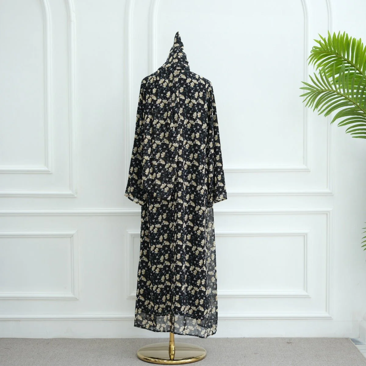 Spring Summer Floral Print Chiffon Cardigan | Double-Layer Modest Cover-Up Abaya (MOA170) - Image 25