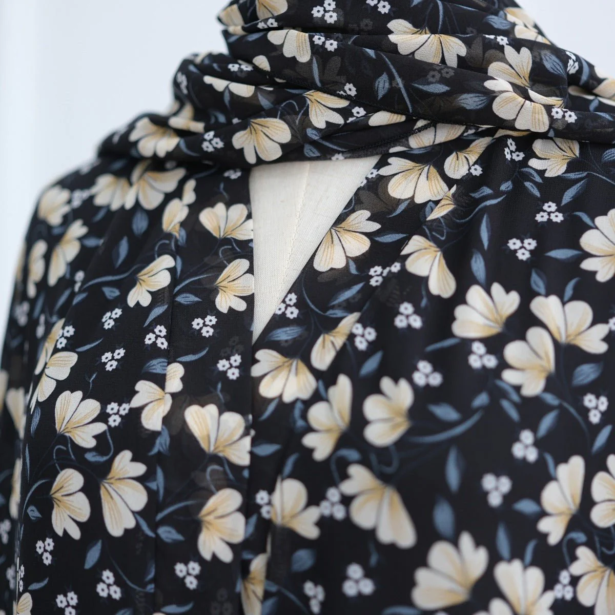 Spring Summer Floral Print Chiffon Cardigan | Double-Layer Modest Cover-Up Abaya (MOA170) - Image 26