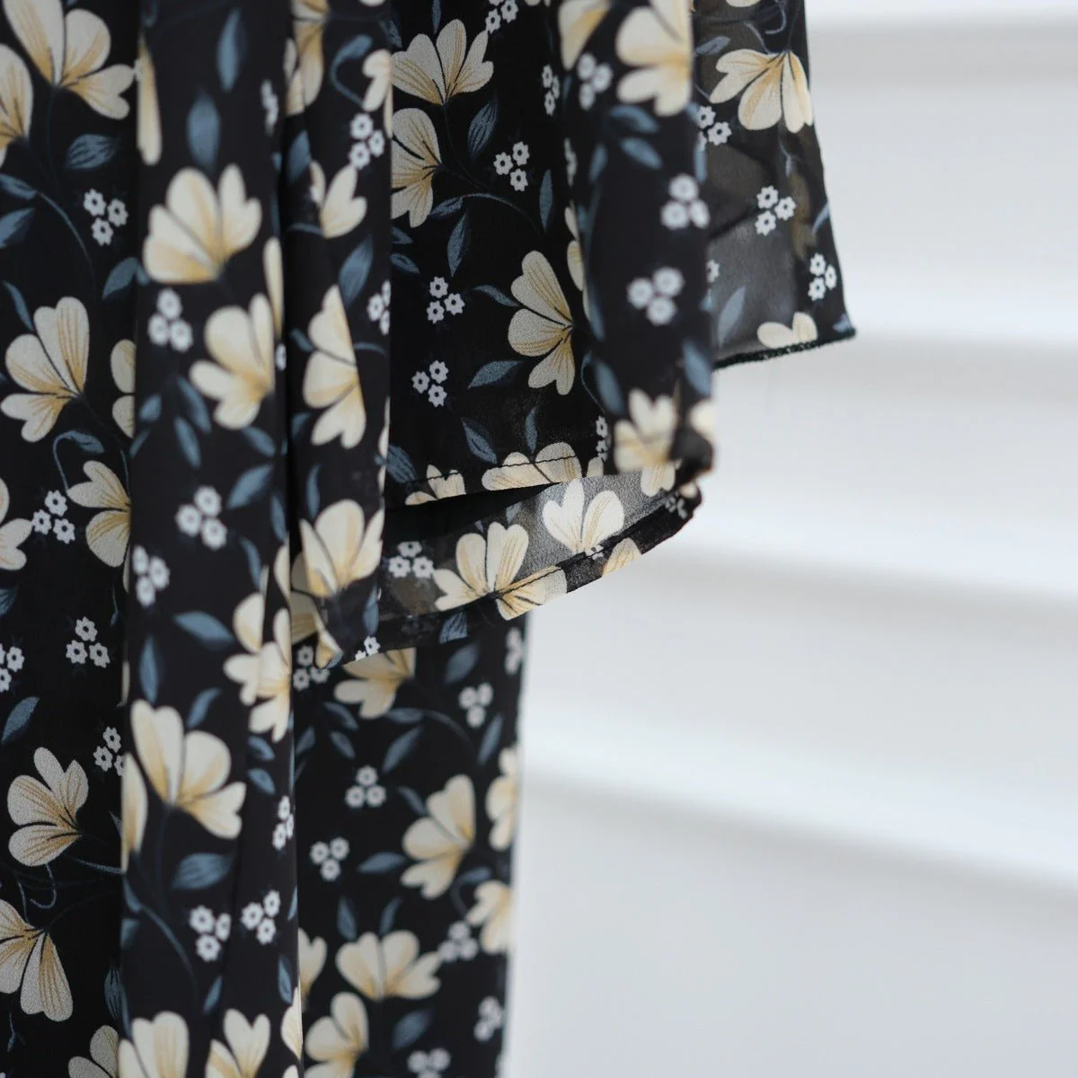 Spring Summer Floral Print Chiffon Cardigan | Double-Layer Modest Cover-Up Abaya (MOA170) - Image 28