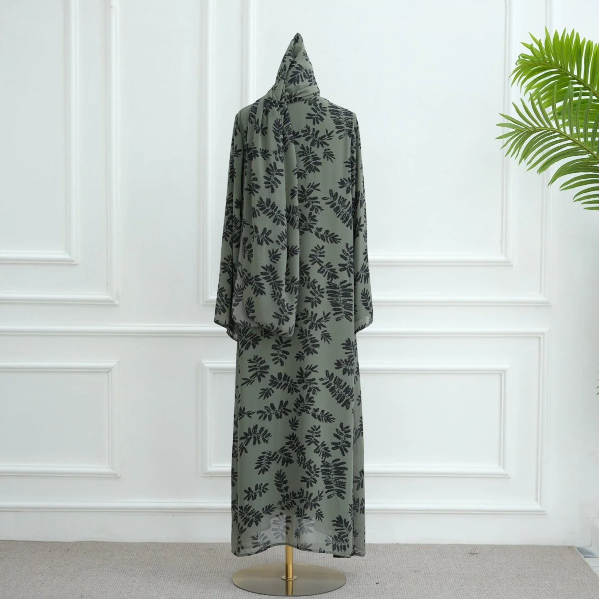 Spring Summer Floral Print Chiffon Cardigan | Double-Layer Modest Cover-Up Abaya (MOA170) - Image 30