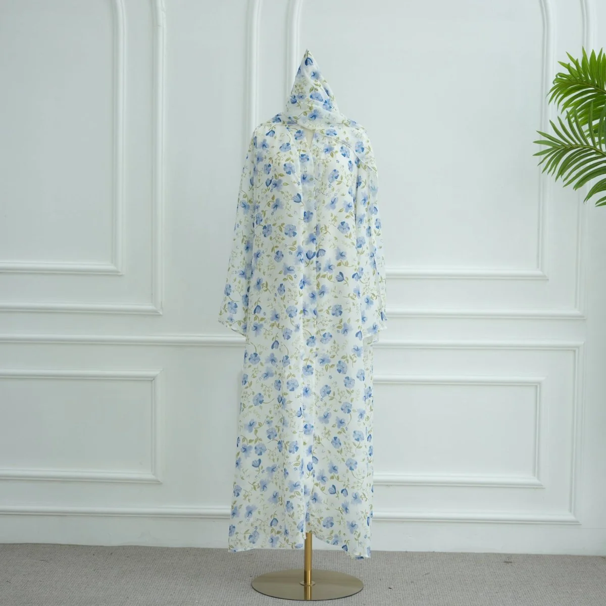 Spring Summer Floral Print Chiffon Cardigan | Double-Layer Modest Cover-Up Abaya (MOA170) - Image 31
