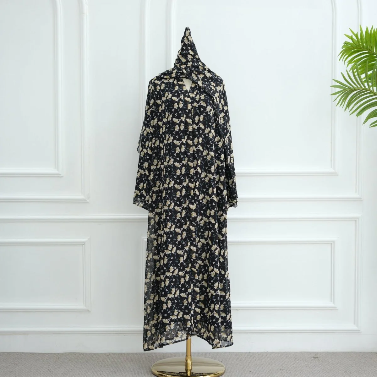 Spring Summer Floral Print Chiffon Cardigan | Double-Layer Modest Cover-Up Abaya (MOA170) - Image 32