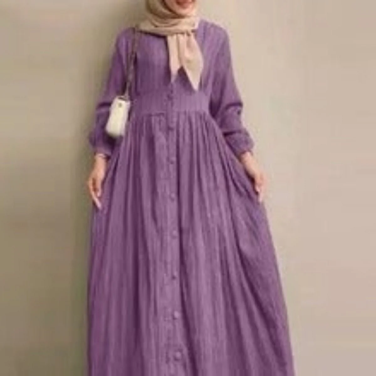 Stand-Collar Zipper Cardigan with Pockets | Modest Long Maxi Dress Abaya(MA155) - Image 7