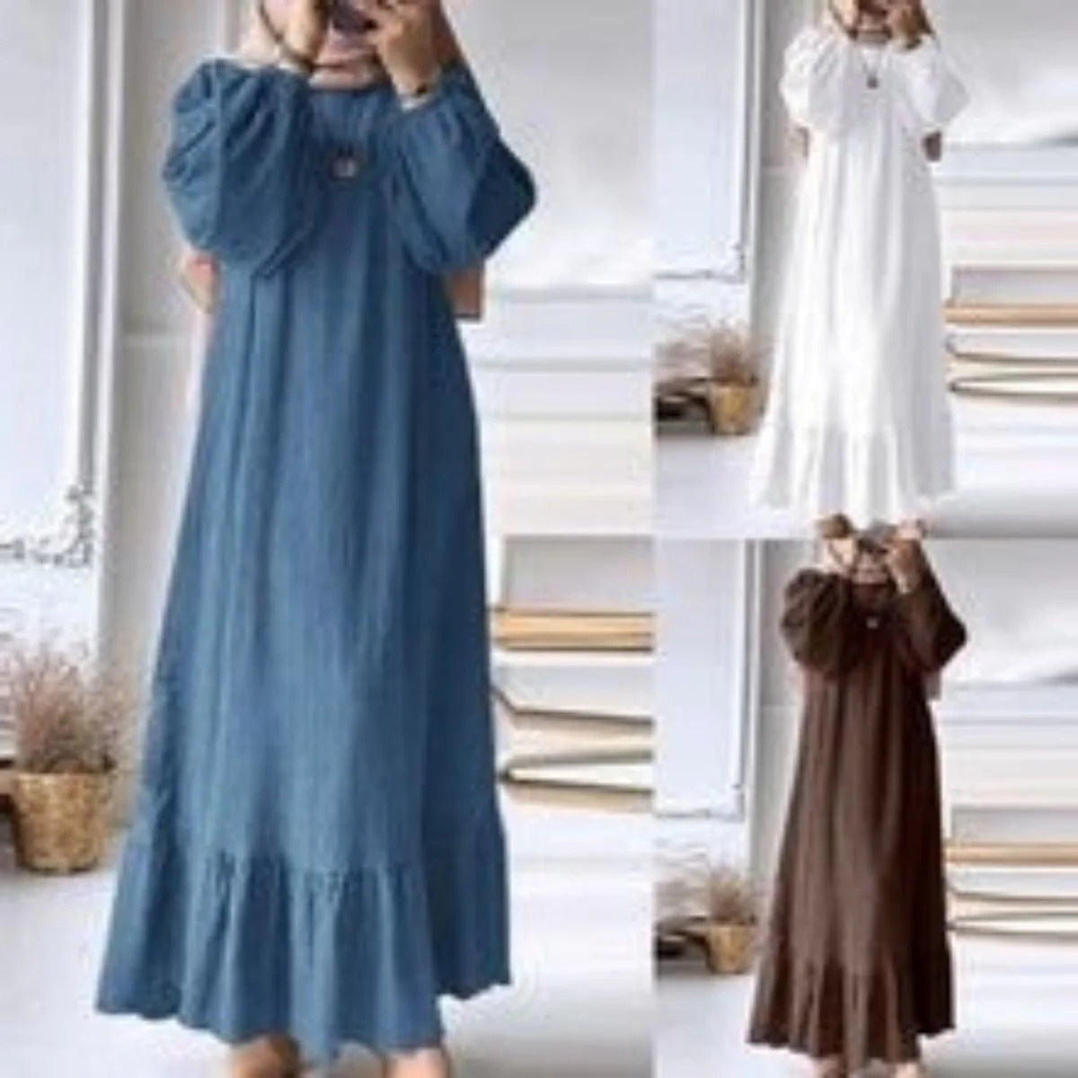 Stand-Collar Zipper Cardigan with Pockets | Modest Long Maxi Dress Abaya(MA155) - Image 8