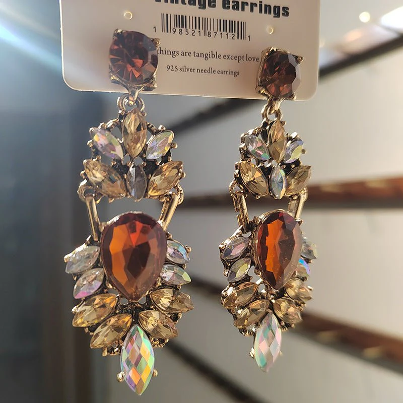Statement Rhinestones Large Drop Earrings (MAC327) - Image 3
