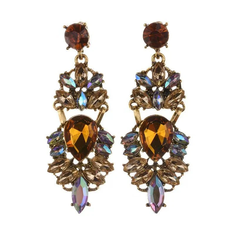Statement Rhinestones Large Drop Earrings (MAC327) - Image 4