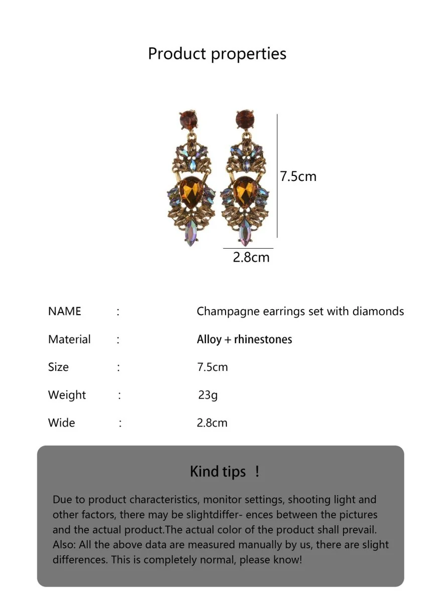 Statement Rhinestones Large Drop Earrings (MAC327) - Image 5