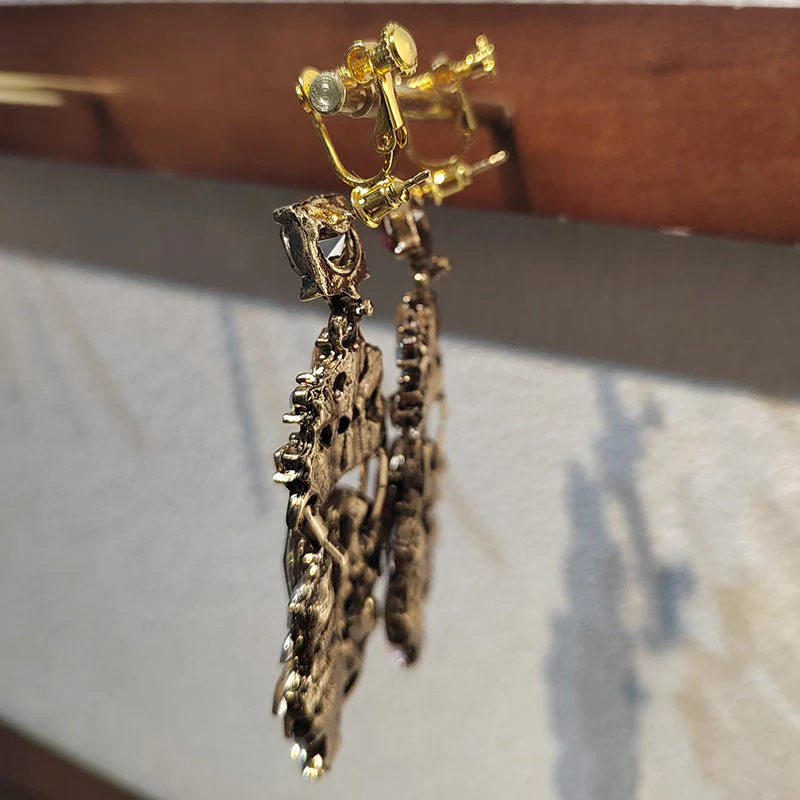 Statement Rhinestones Large Drop Earrings (MAC327) - Image 7