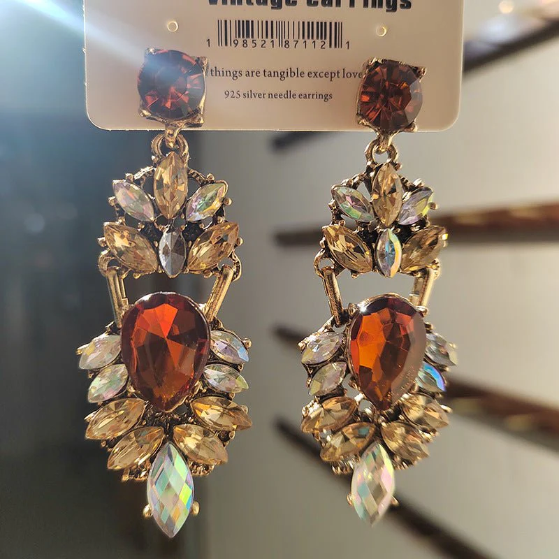 Statement Rhinestones Large Drop Earrings (MAC327) - Image 8