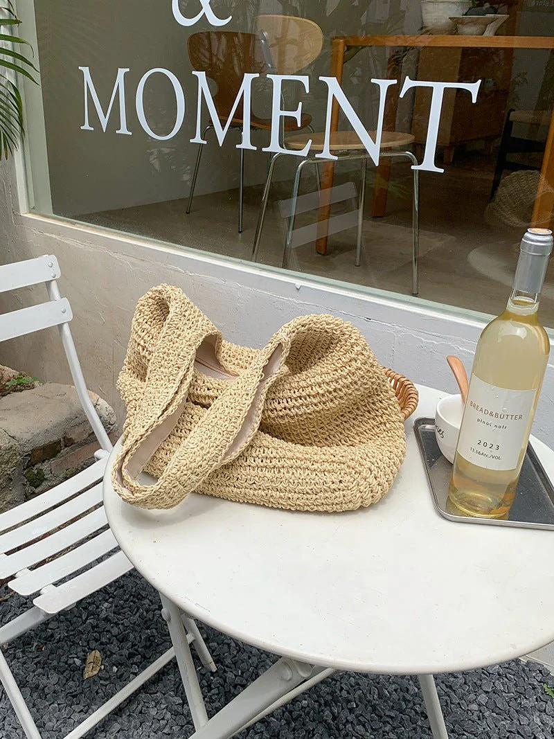 Straw Beach Bag for Women Fashionable Summer Versatile Large-capacity Holiday Style Straw Tote Bag (MAC241) - Image 5
