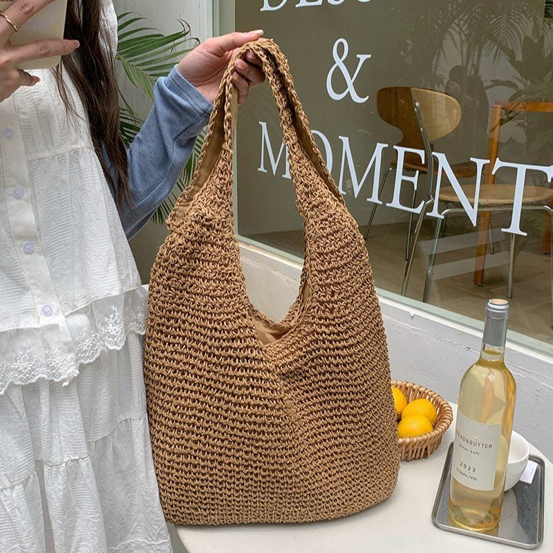 Straw Beach Bag for Women Fashionable Summer Versatile Large-capacity Holiday Style Straw Tote Bag (MAC241) - Image 6