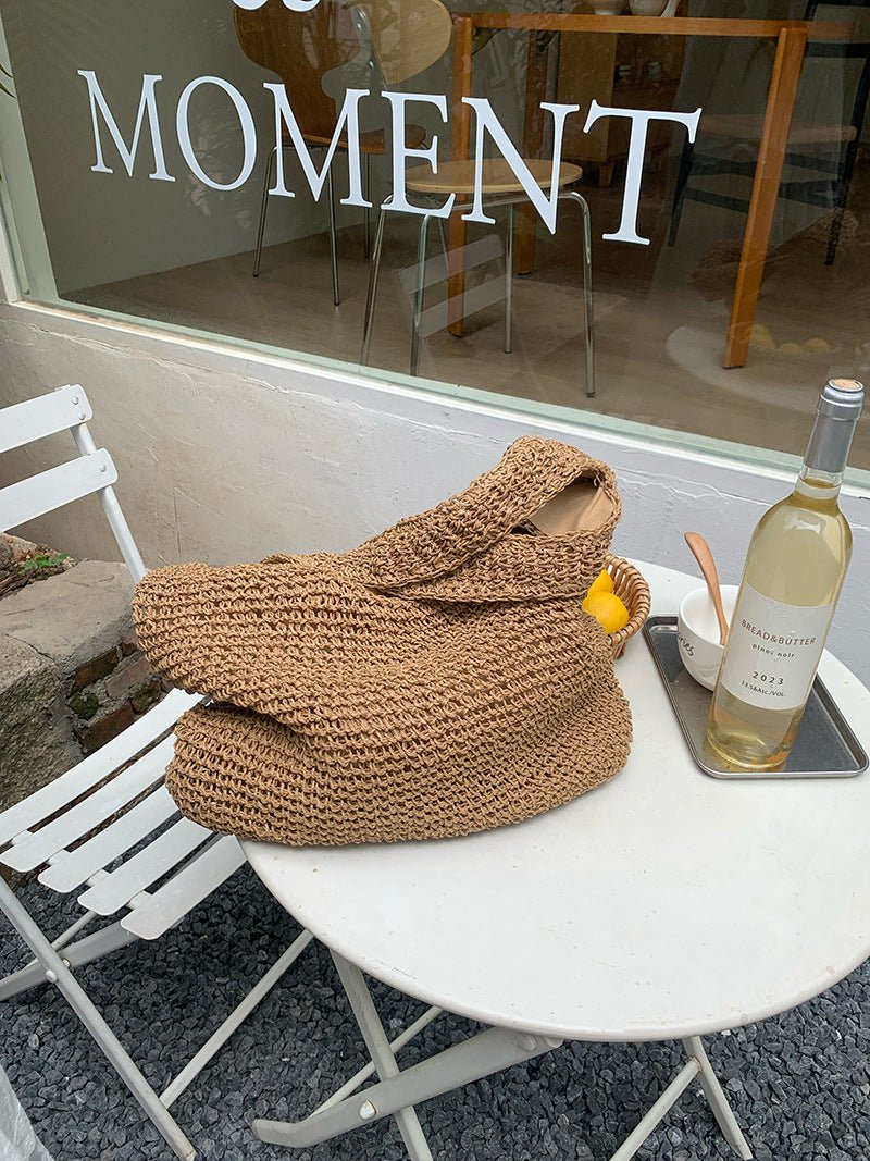 Straw Beach Bag for Women Fashionable Summer Versatile Large-capacity Holiday Style Straw Tote Bag (MAC241) - Image 7