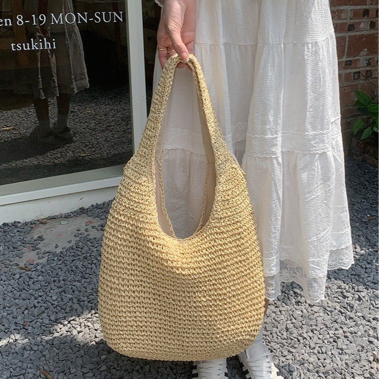 Straw Beach Bag for Women Fashionable Summer Versatile Large-capacity Holiday Style Straw Tote Bag (MAC241) - Image 8