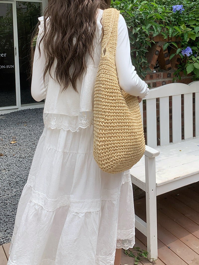 Straw Beach Bag for Women Fashionable Summer Versatile Large-capacity Holiday Style Straw Tote Bag (MAC241) - Image 9