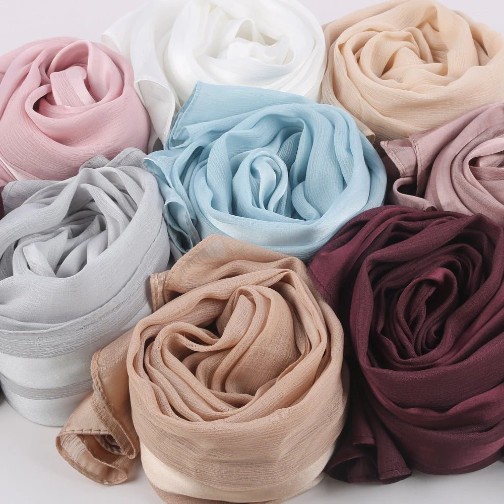 Striped Crinkle Chiffon Hijab with Organic Texture (MH143) - Image 2