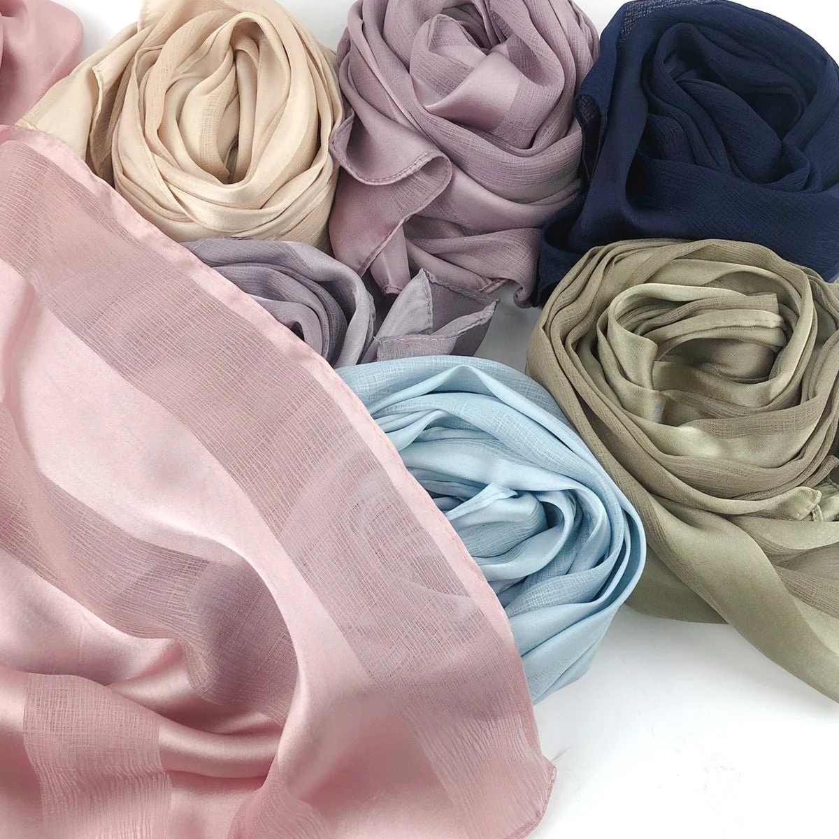Striped Crinkle Chiffon Hijab with Organic Texture (MH143) - Image 3