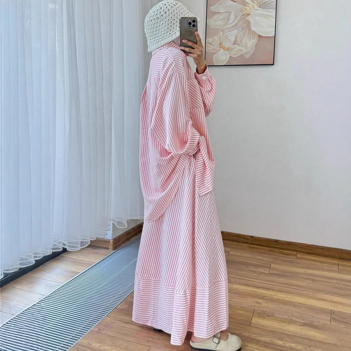 Striped Oversized Shirt & Maxi Skirt Set (MS374) - Image 3
