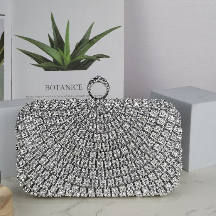 Stunning Crystal-Front Glitter-Back Clutch – Trendy Square Evening Bag for Parties & Galas (MAC275) - Image 2