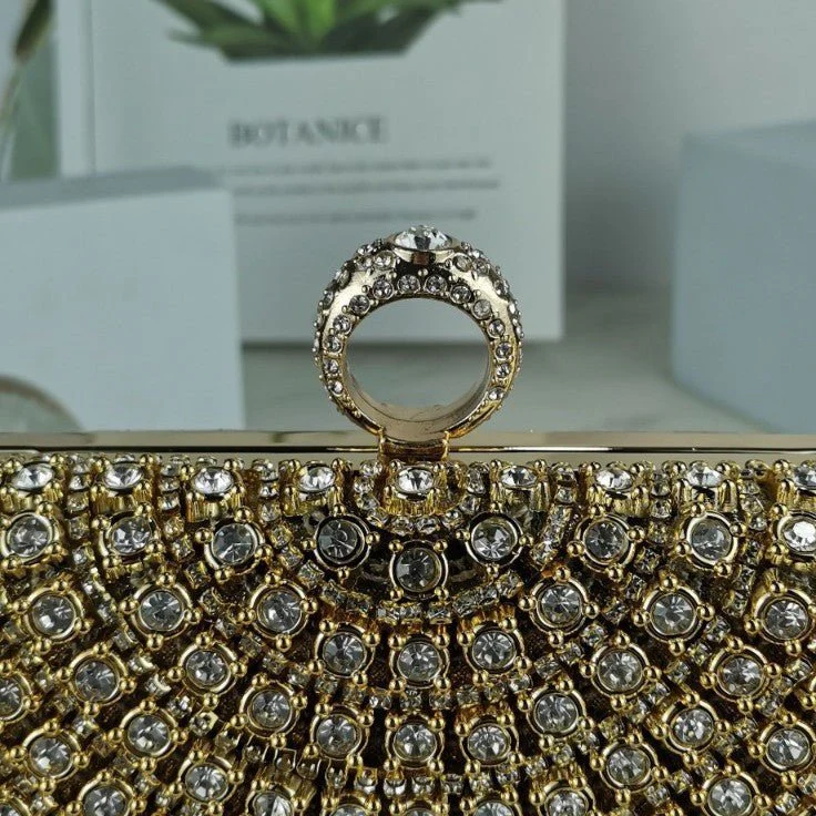 Stunning Crystal-Front Glitter-Back Clutch – Trendy Square Evening Bag for Parties & Galas (MAC275) - Image 4