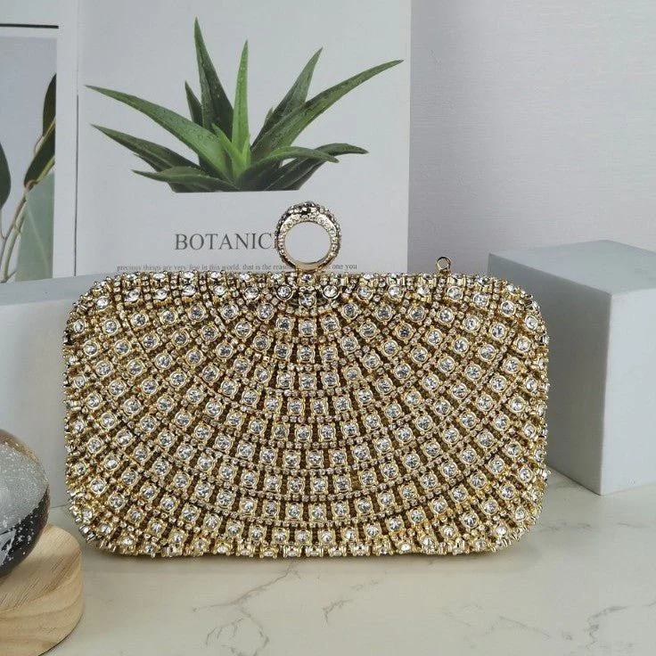 Stunning Crystal-Front Glitter-Back Clutch – Trendy Square Evening Bag for Parties & Galas (MAC275) - Image 5