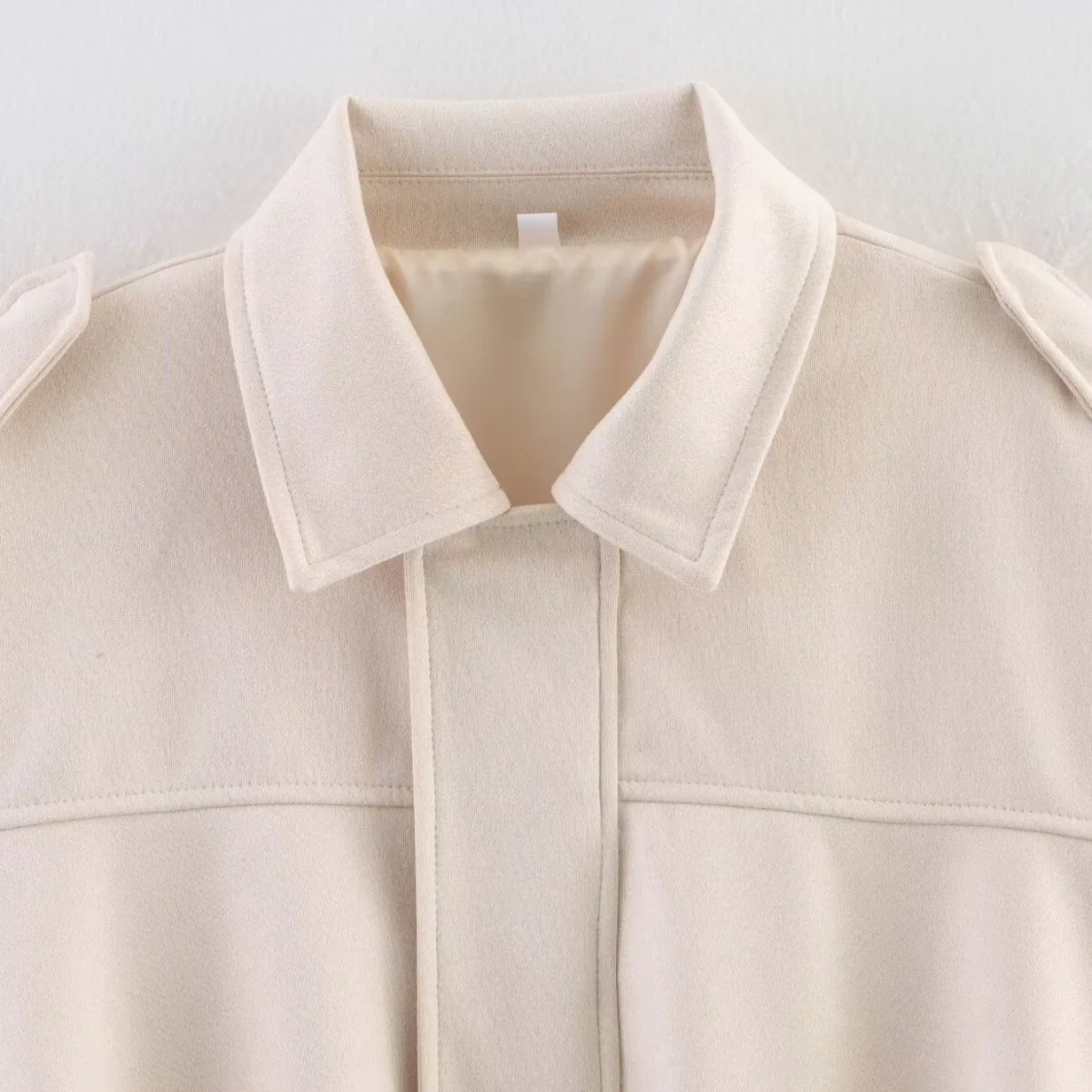 Suede Bomber Jacket | Collared Flight Jacket with Shoulder Tabs(MS240) - Image 10