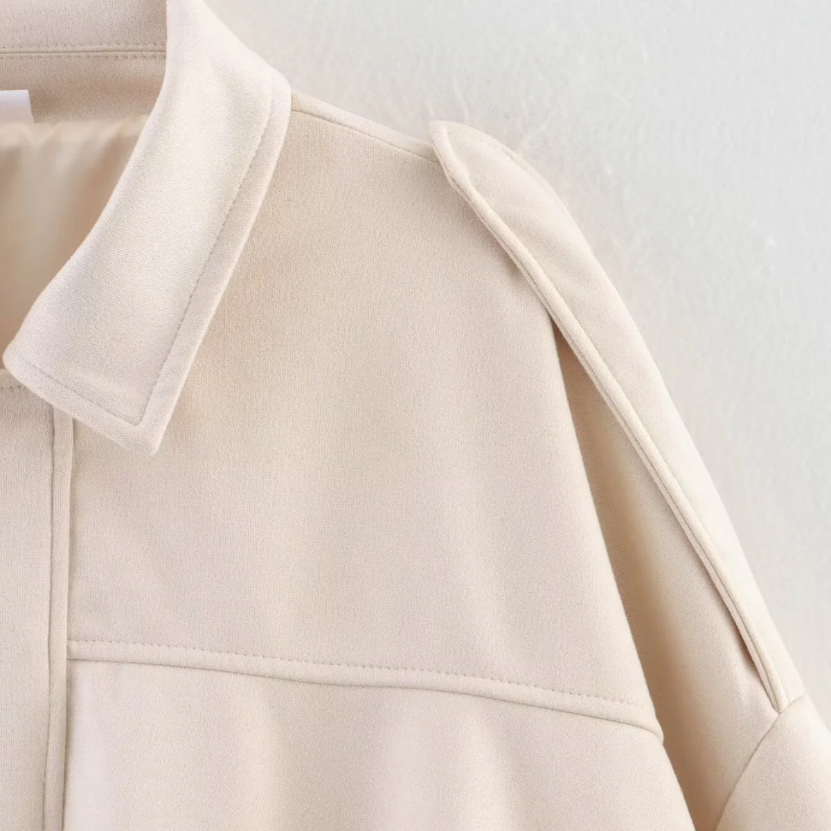 Suede Bomber Jacket | Collared Flight Jacket with Shoulder Tabs(MS240) - Image 11