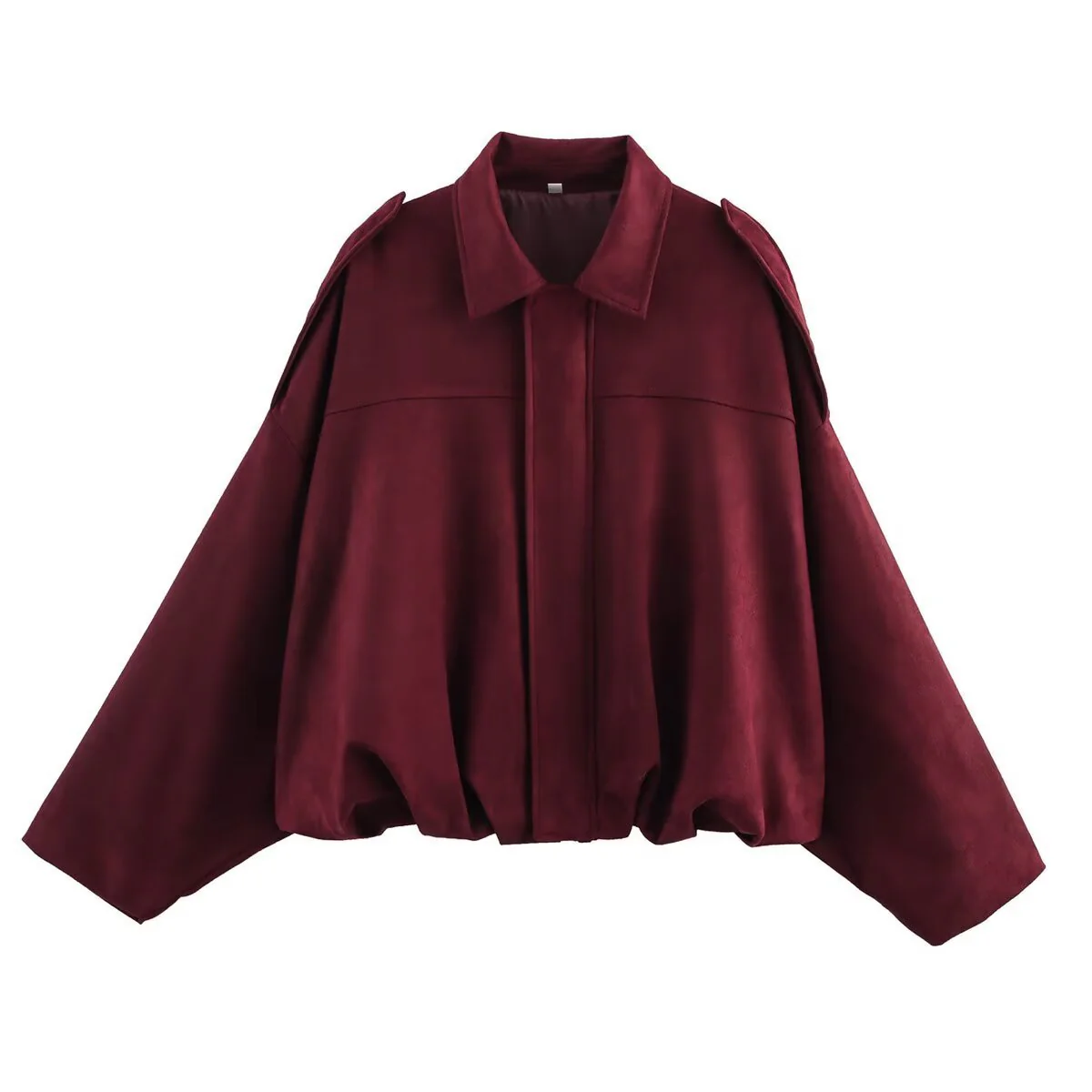 Suede Bomber Jacket | Collared Flight Jacket with Shoulder Tabs(MS240) - Image 17