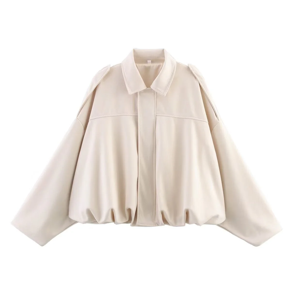 Suede Bomber Jacket | Collared Flight Jacket with Shoulder Tabs(MS240) - Image 4